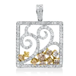 Anhänger aus 750 Gold gelb/weiß 131 Diamanten 2,84ct 33x24,8mm mit Öse