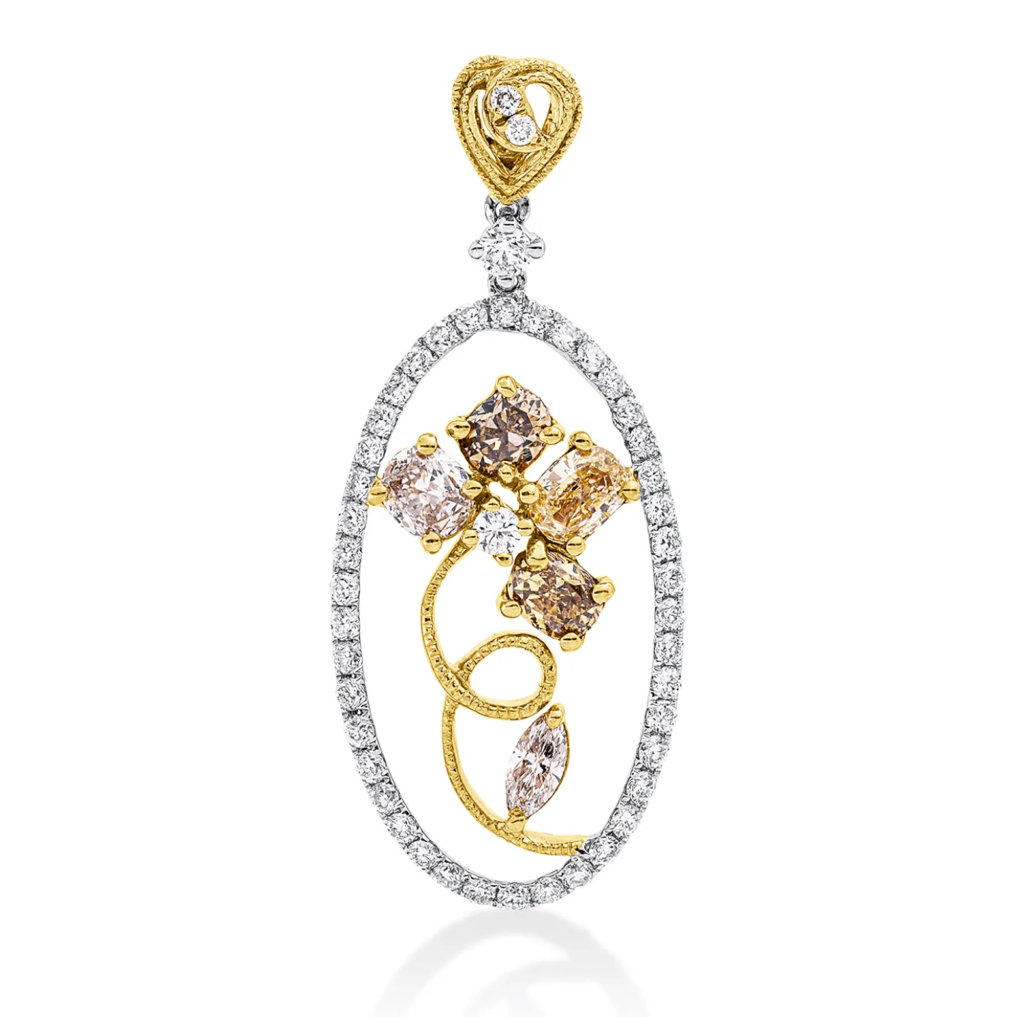 Anhänger aus 750 Gold gelb/weiß/rot 51 Diamanten 1,21ct 33x13,7mm