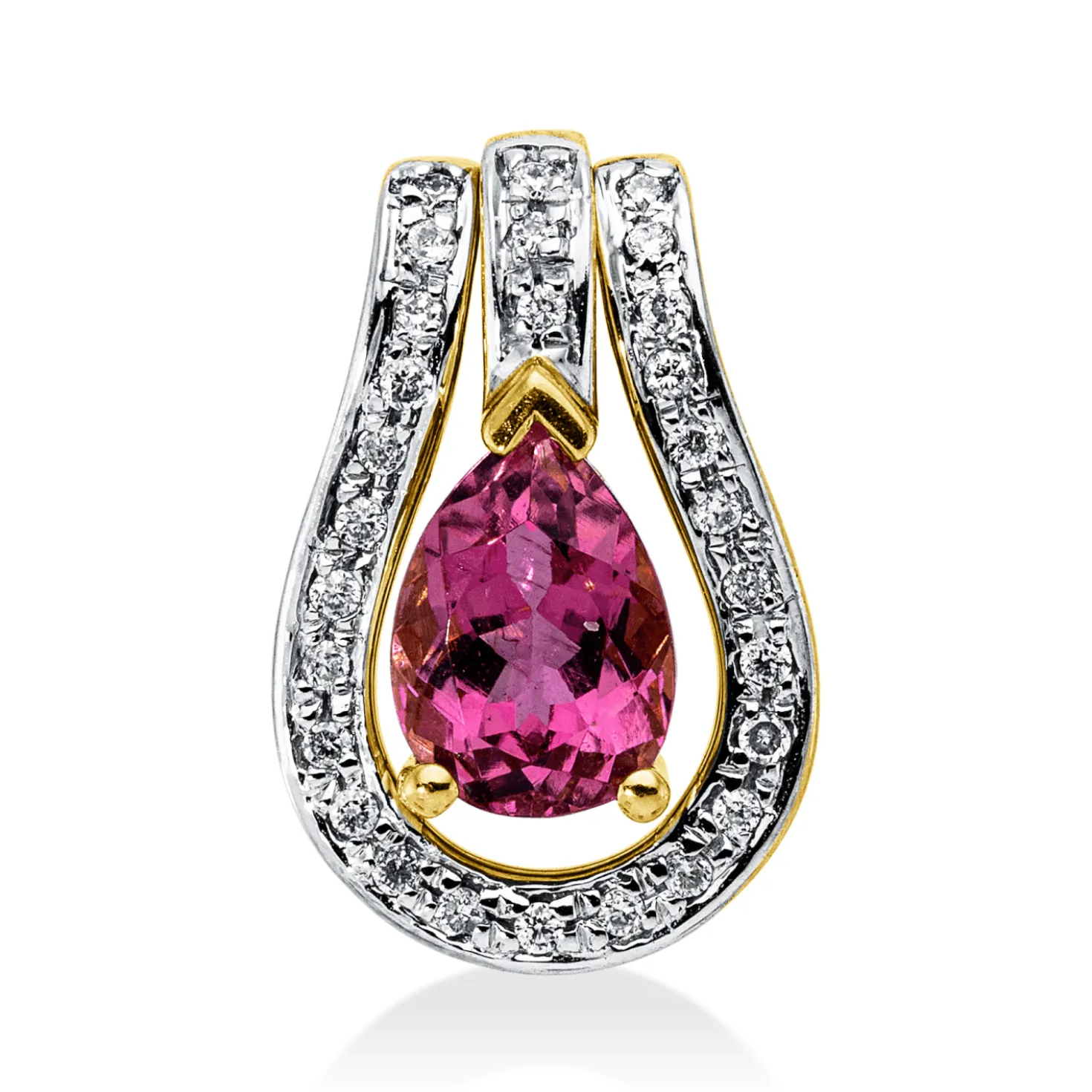 Anhänger aus 750 Gold gelb/weiß 4 Turmaline 1,92ct pink 41 Brillanten 0,12ct F-SI
