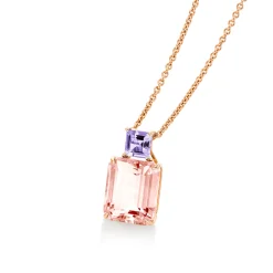 Anhänger aus 750 Gold Rotgold 2 Amethyste 6,3ct pink 17,6x10mm