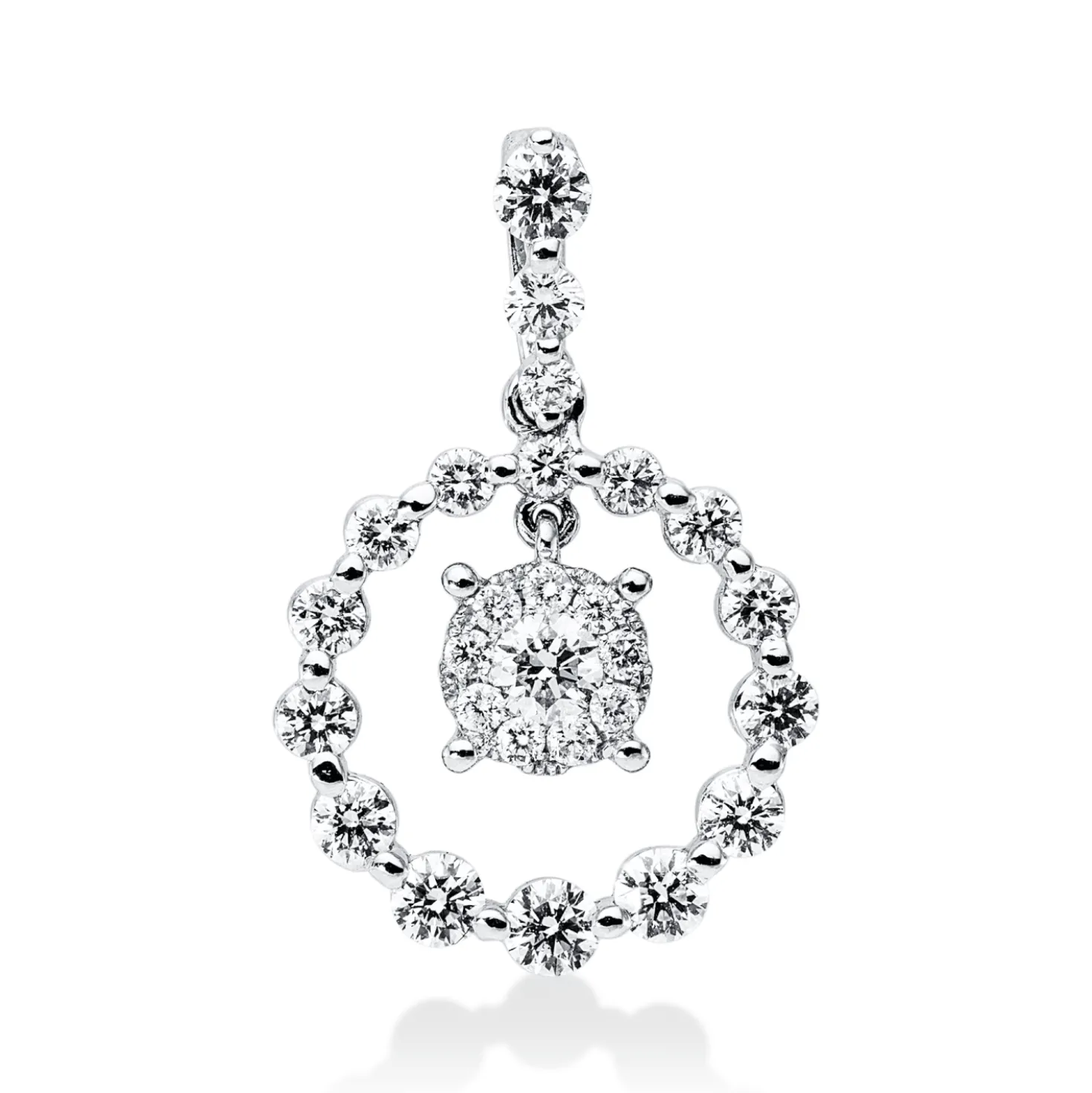 Anhänger aus 750 Gold Weißgold 27 Brillanten 0,66ct F-VSI 20,9x13,3mm mit Öse
