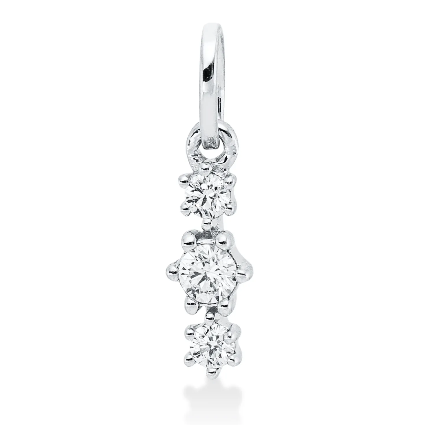Anhänger aus 750 Gold Weißgold 3 Brillanten 0,1ct TW-SI 12,7x3,4mm mit Öse