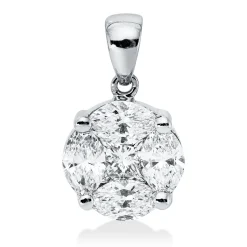 Anhänger aus 750 Gold Weißgold 5 Diamanten 1,27ct TW-SI 14,3x8,6mm mit Öse