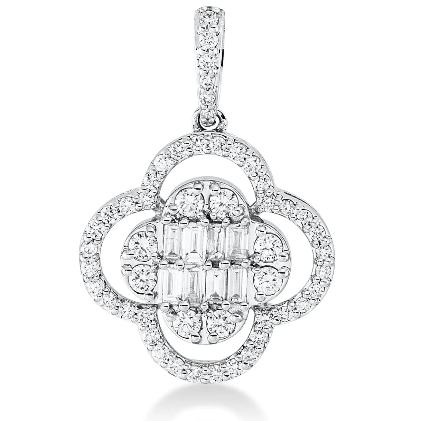 Anhänger aus 750 Gold Weißgold 58 Diamanten 0,45ct TW-SI 21,3x14,6mm mit Öse