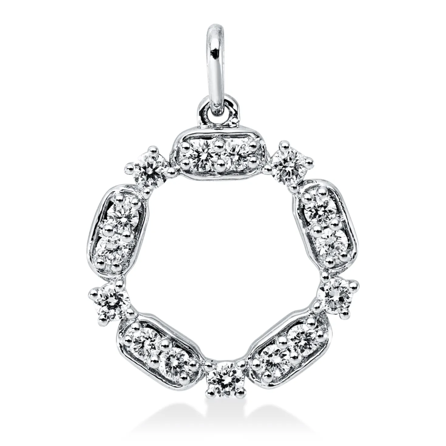 Anhänger aus 750 Gold Weißgold 15 Diamanten 0,26ct TW-SI 18x13,3mm mit Öse