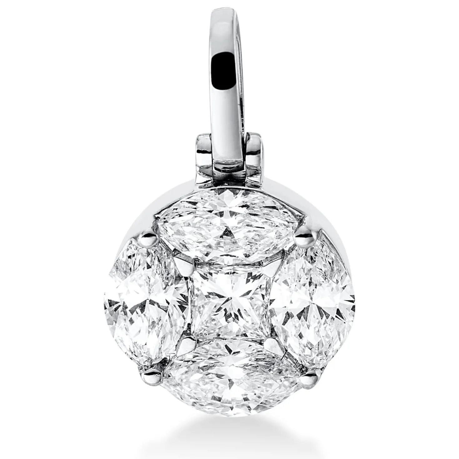 Anhänger aus 750 Gold Weißgold 5 Diamanten 0,71ct TW-VSI/SI 14,9x9mm mit Öse
