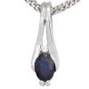 Anhänger aus 375 Gold Weißgold mit blauem Saphir & Diamant 17,8x5,9mm