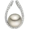 Anhänger aus 585 Gold Weißgold mit Tahiti Perle & 35 Diamanten 0,26 Ct. W/P1
