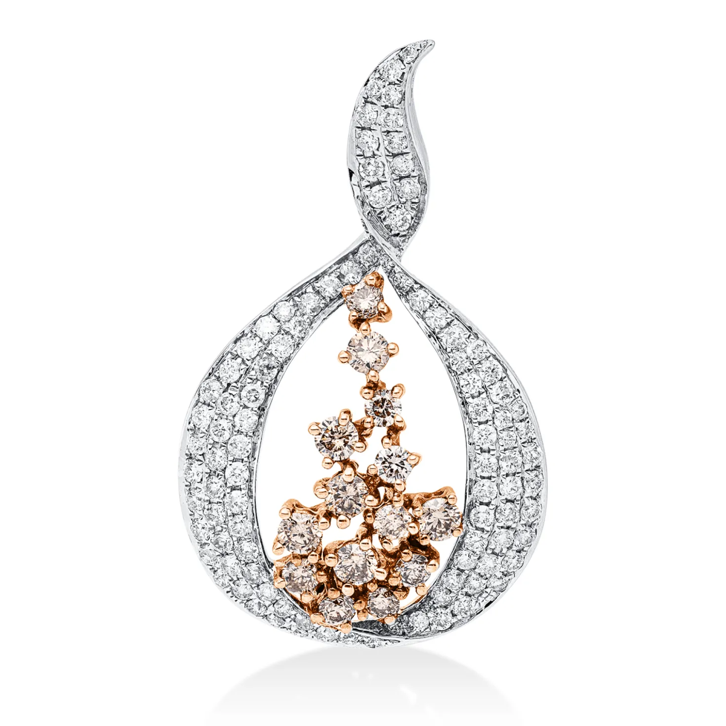 Anhänger aus 750 Gold weiß/rot 111 Diamanten 1,73ct 36,6x22,6mm mit Öse