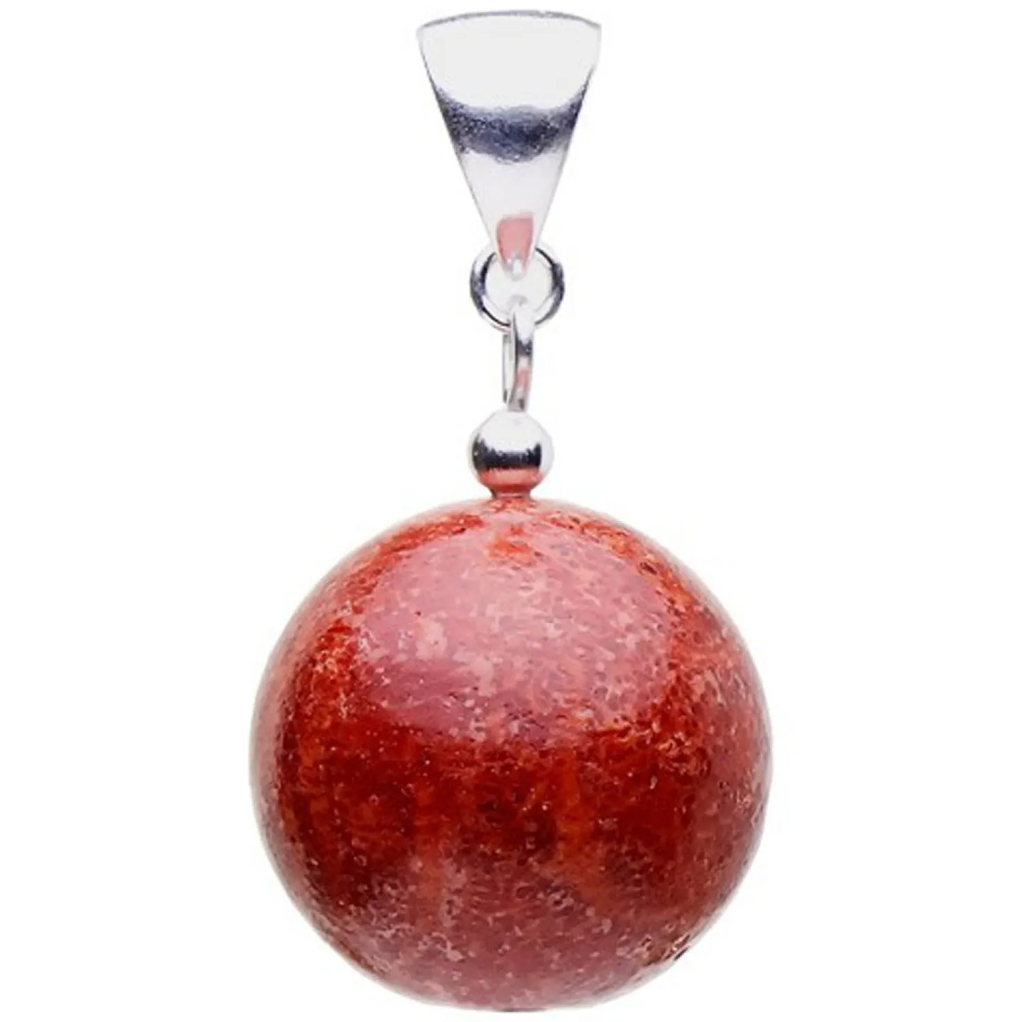 Anhänger aus Koralle Schaumkoralle Kugel Ø18mm & 925 Silber, braun-rot