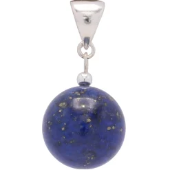 Anhänger aus Lapis-Lazuli & 925 Silber Kugel glatt dunkel-blau Halsschmuck