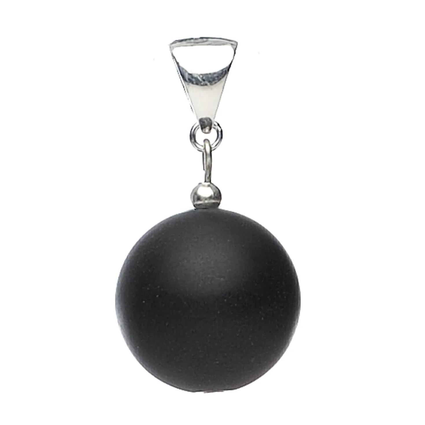 Anhänger aus mattem Onyx & 925 Silber, schwarz, Kugel Kettenanhänger