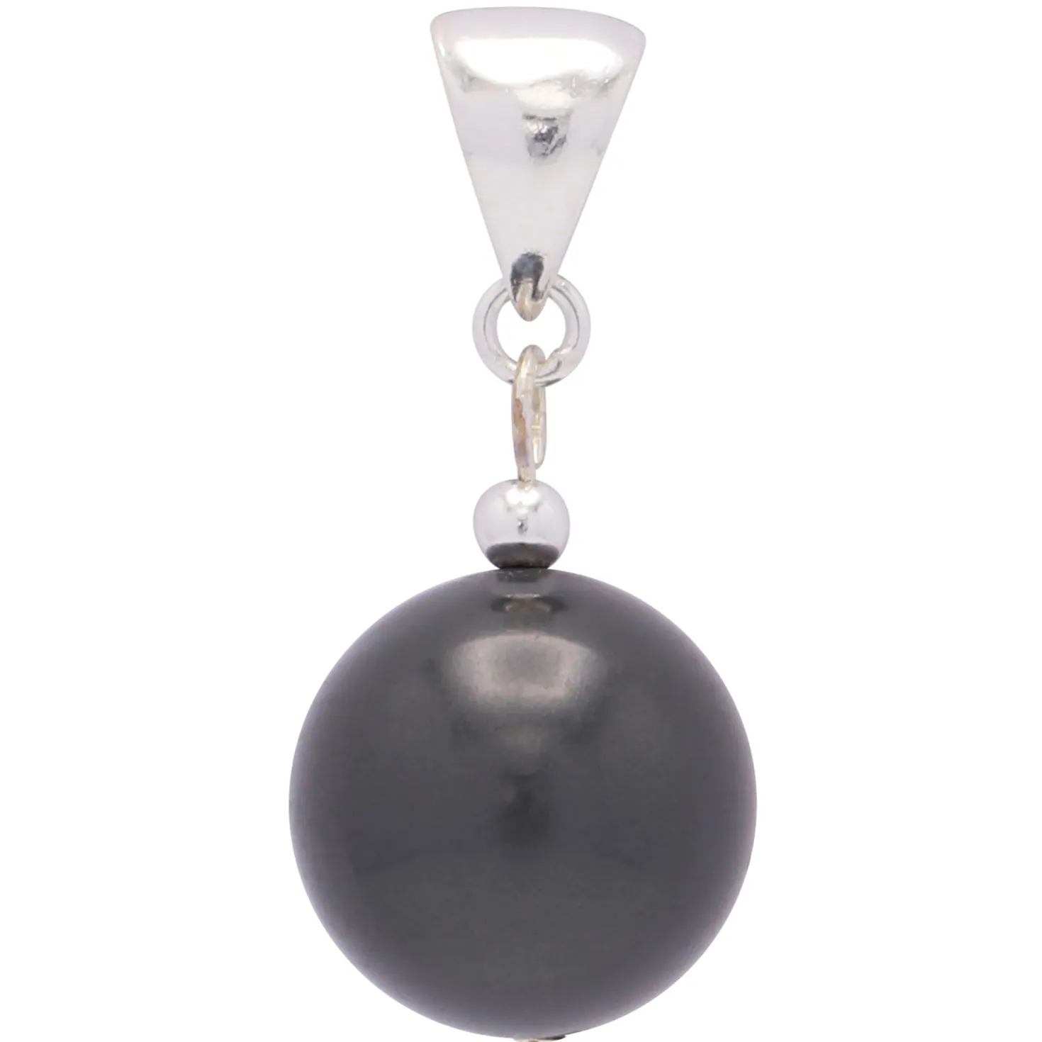 Anhänger aus Muschelkernperle & 925 Silber, Ø14mm, dunkelgrau anthrazit