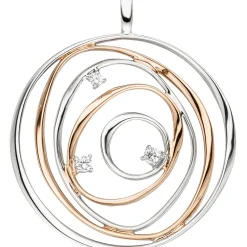 Anhänger aus Ovalen & Kreisen mit 3 Zirkonia 925 Silber Rotgold vergoldet