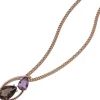 Anhänger aus Rauchquarz braun & Amethyst lila in Tropfenform 585 Rotgold