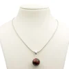 Anhänger aus rotem Tigerauge & 925 Silber, Ø16mm, rot-braun