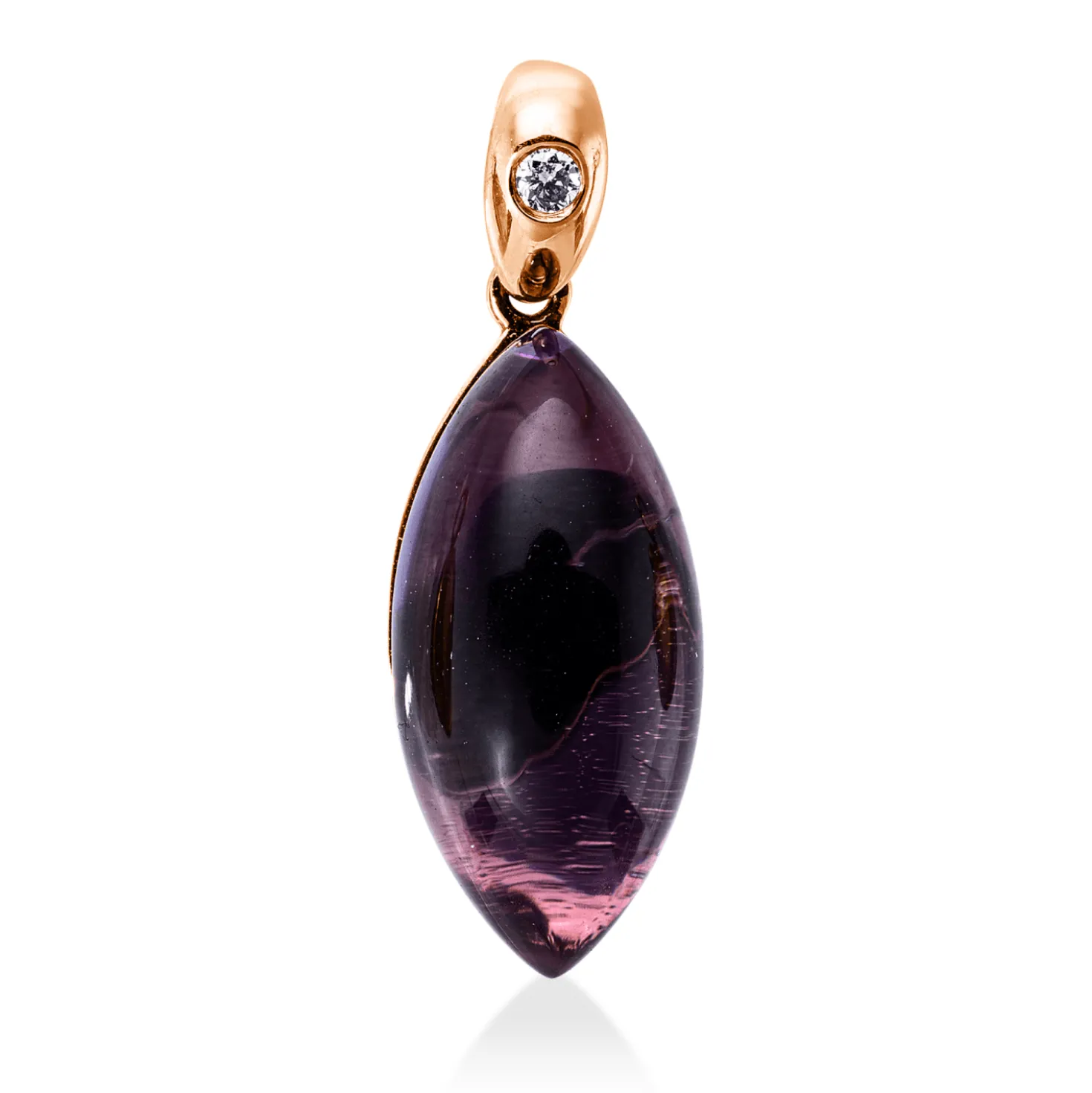 Anhänger aus 750 Rotgold Amethyst 5,64ct lila Brillant 0,02ct TW-SI 22,8x8,1mm