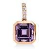 Anhänger aus 750 Rotgold Amethyst 3,4ct pink 4 Brillanten 0,1ct TW-SI 20x11,1mm