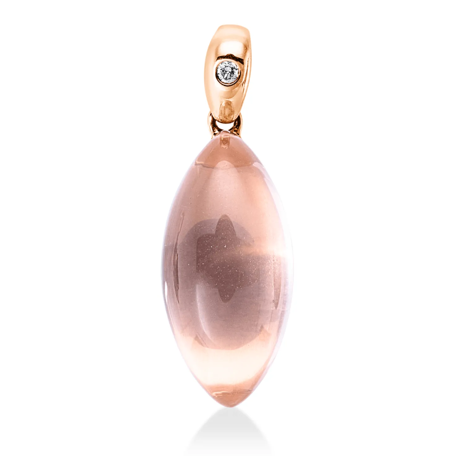 Anhänger aus 585 Rotgold Rosenquarz 6,17ct rosé Brillant 0,01ct TW-SI 23,2x8,1mm