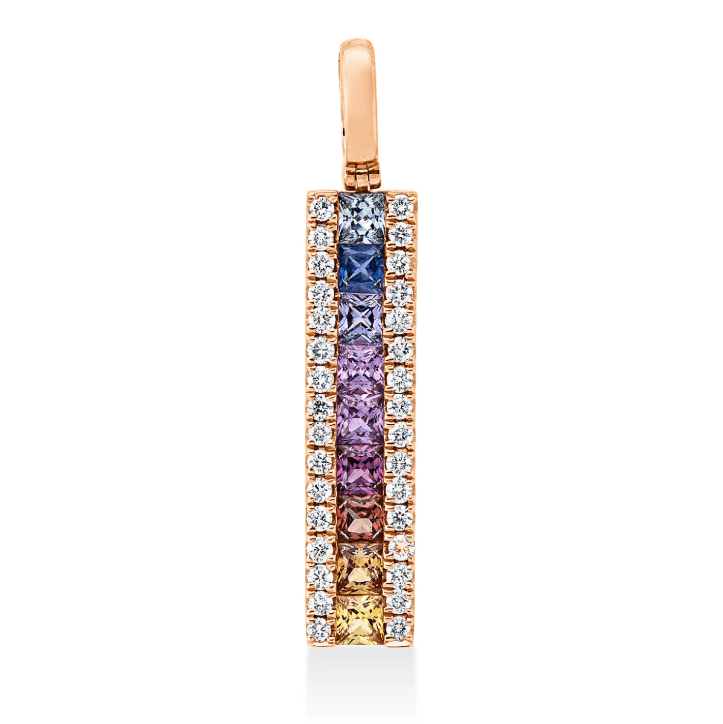 Anhänger aus 750 Rotgold 9 Saphire 0,47ct mehrfarbig 32 Brillanten 0,14ct TW-SI