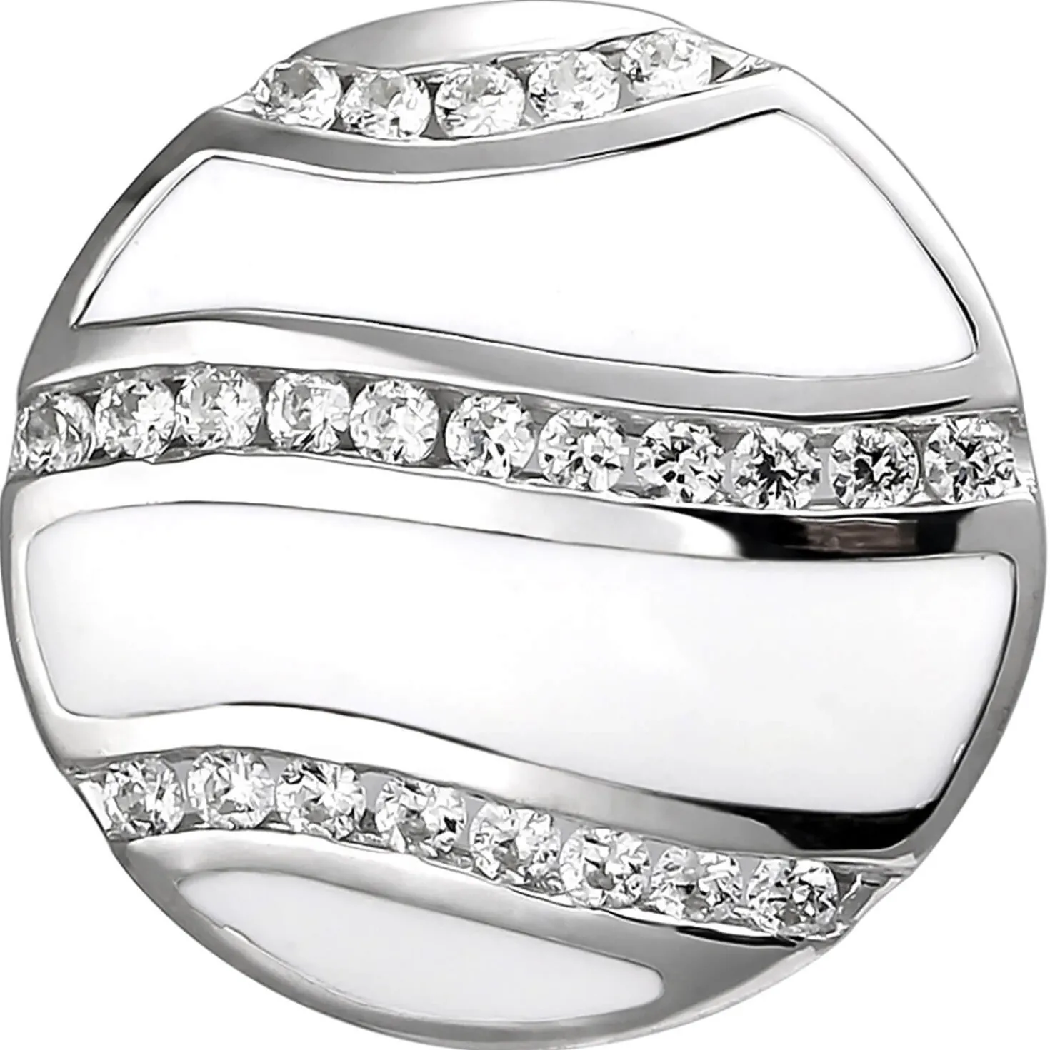 Anhänger aus 925 Silber mit 24 weißen Zirkonia & Emaille-Einlagen weiß rund