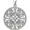 Anhänger aus 925 Silber mit 4 weißen Zirkonia Halsschmuck rund mit Ornament