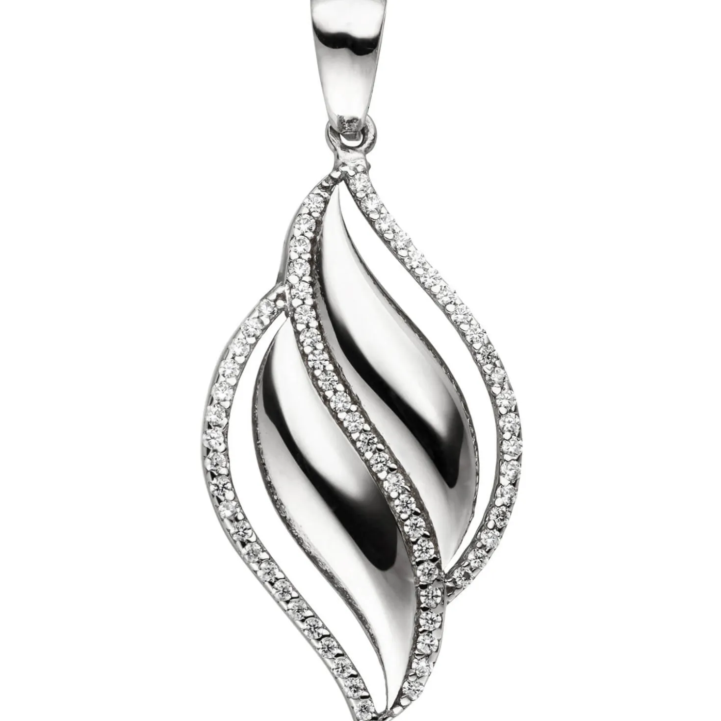Anhänger aus 925 Silber mit 63 Zirkonia Halsschmuck 32,5x16,7mm glänzend