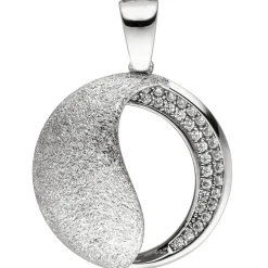 Anhänger aus 925 Silber mit 30 Zirkonia weiß Halsschmuck eismatt & glänzend