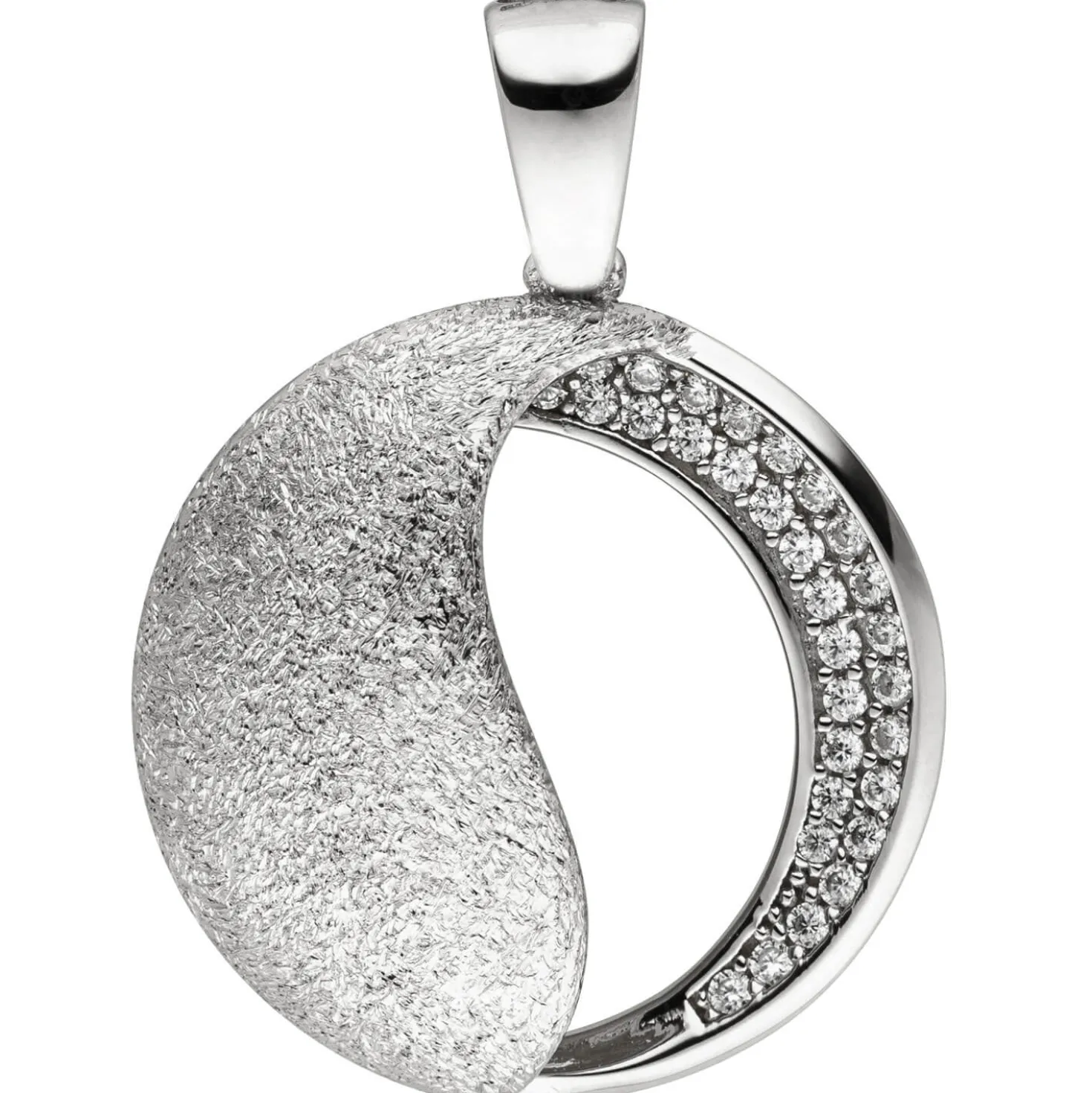 Anhänger aus 925 Silber mit 30 Zirkonia weiß Halsschmuck eismatt & glänzend