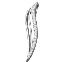 Anhänger aus 925 Silber mit Zirkonia weiß 32x6mm rhodiniert