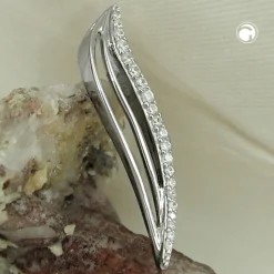 Anhänger aus 925 Silber mit Zirkonia weiß 32x6mm rhodiniert