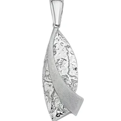 Anhänger aus 925 Silber 10,6x28,7mm teilmattiert gehämmert Halsschmuck