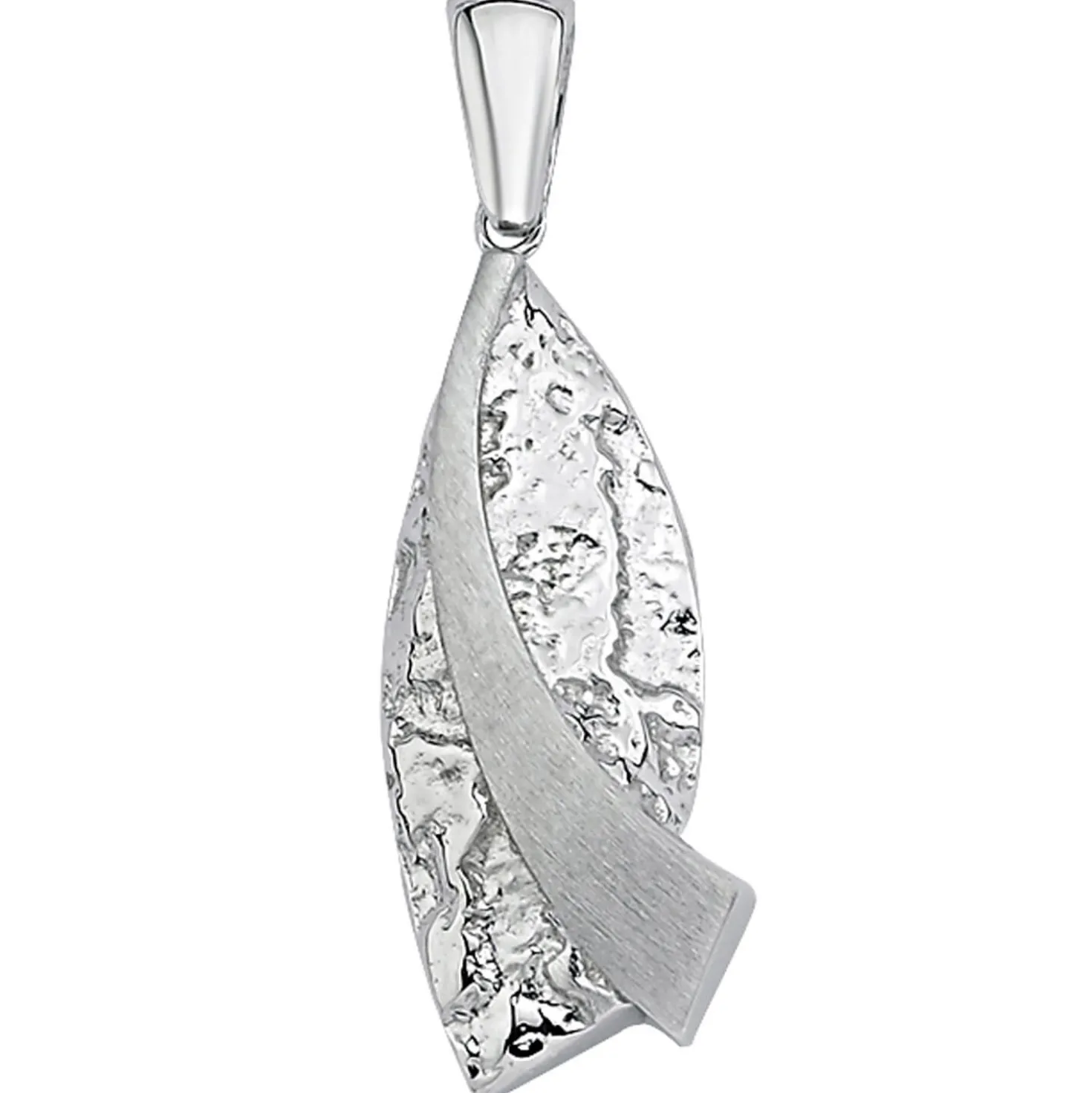 Anhänger aus 925 Silber 10,6x28,7mm teilmattiert gehämmert Halsschmuck