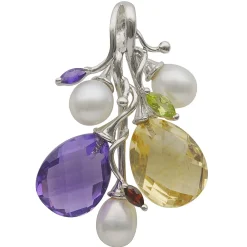 Anhänger aus Süßwasser Perlen Amethyst Citrin Granat Peridot 925 Silber Damen