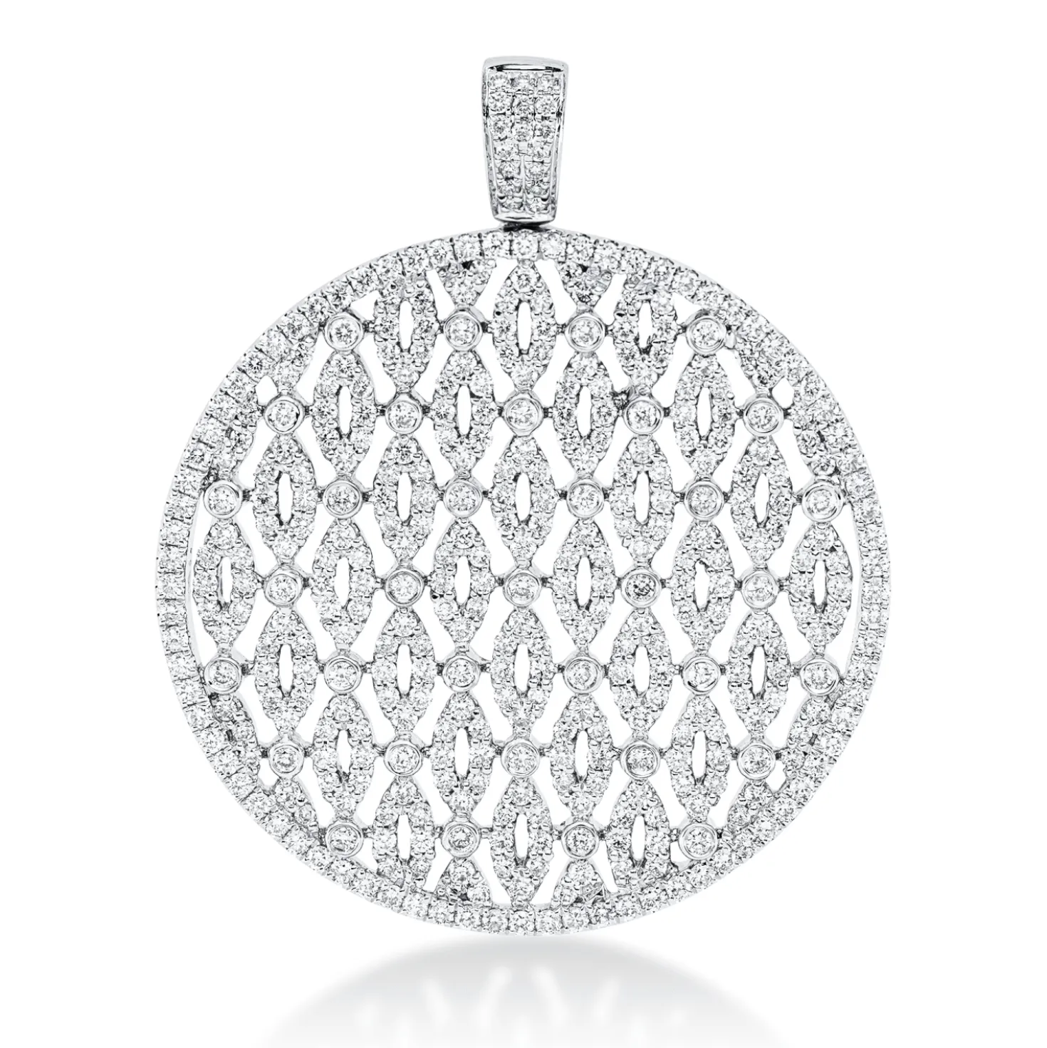 Anhänger aus 750 Weißgold 396 Brillanten 2,35ct TW-VSI/SI 40,6x33mm mit Öse