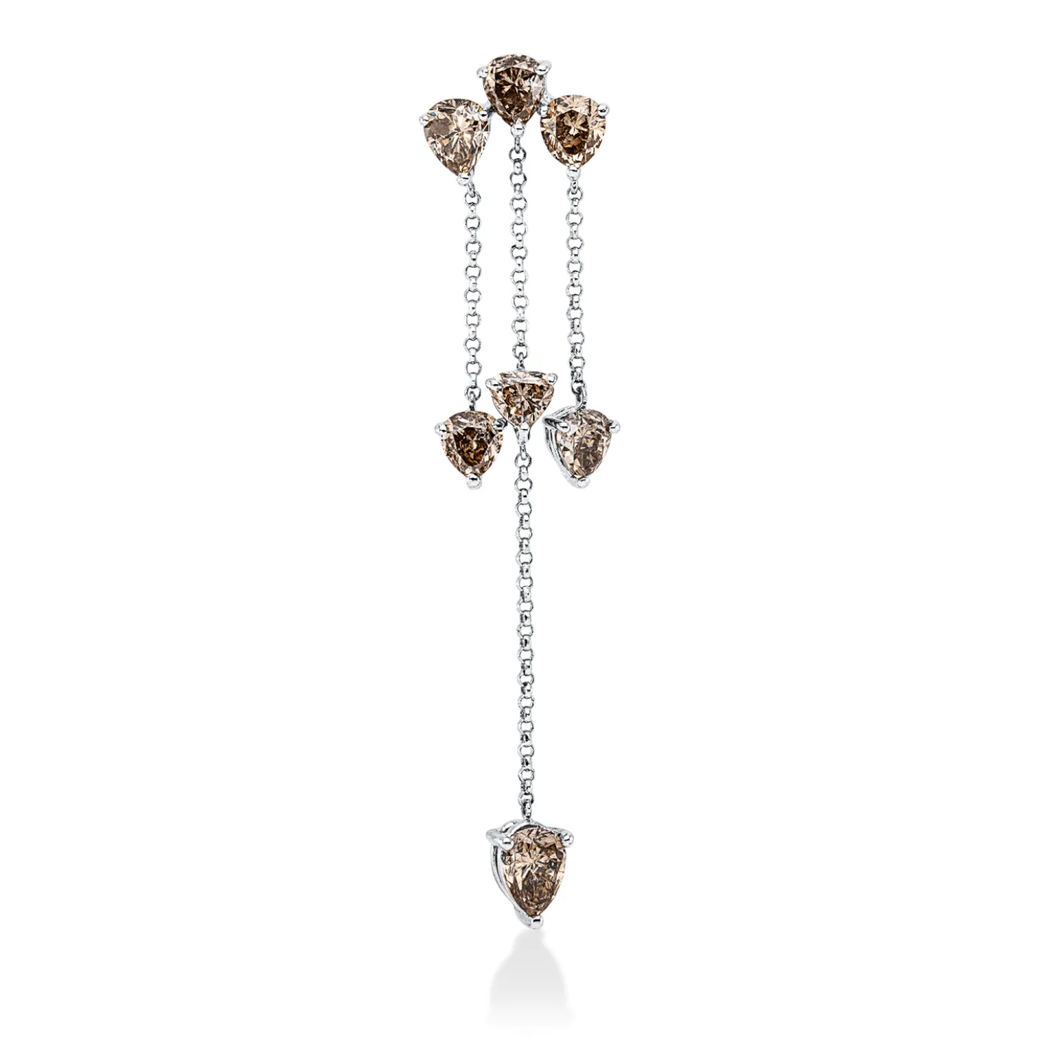 Anhänger aus 750 Weißgold 7 Diamanten Fanatsy-Schliff 2,53ct braun 54,7x11,8mm