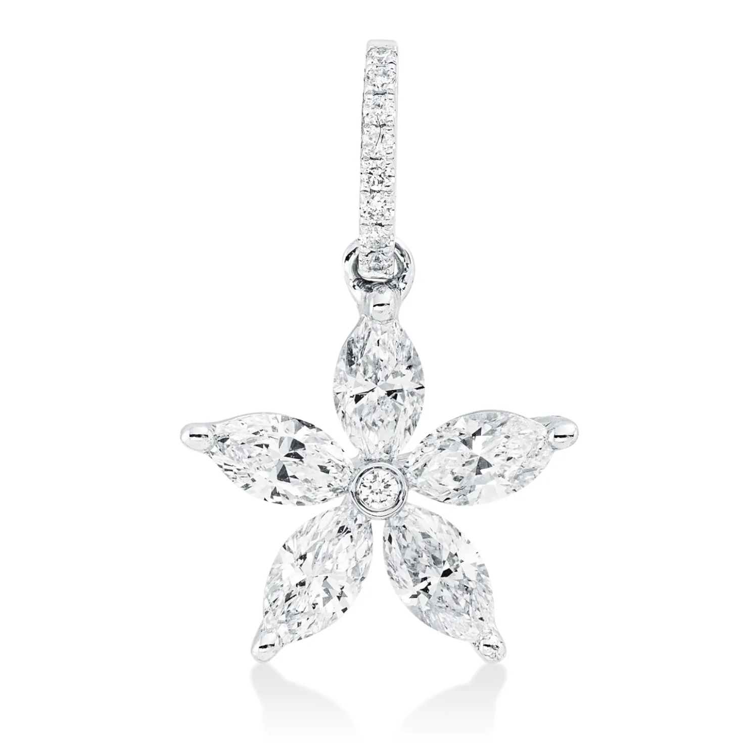 Anhänger aus 750 Weißgold 14 Diamanten Fanatsy-Schliff 0,71ct TW-SI 18x11,6mm
