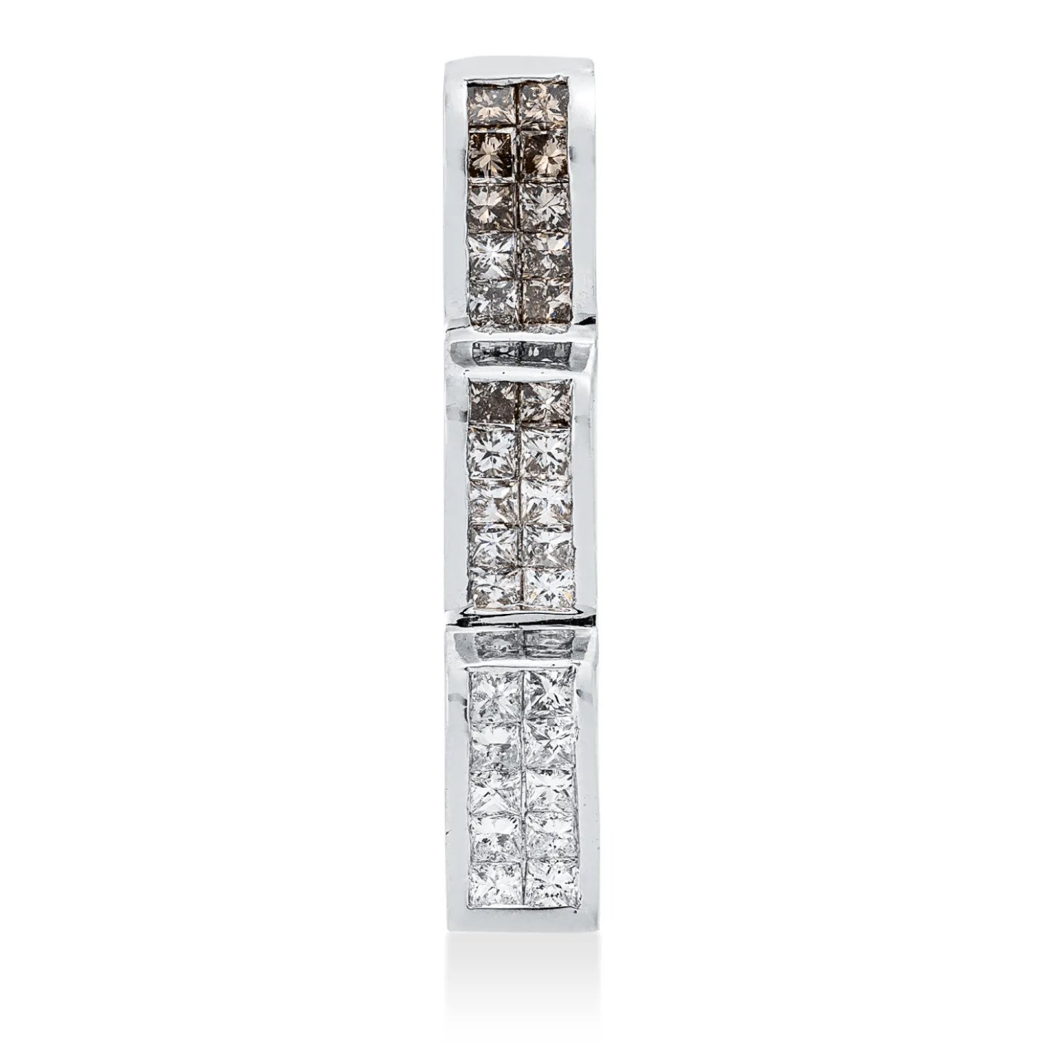 Anhänger aus 750 Weißgold 30 Diamanten Prinzess-Schliff 1ct fancy 28,7x5mm