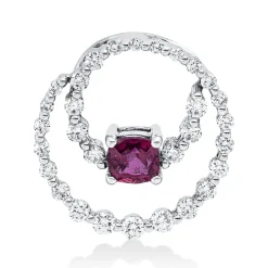 Anhänger aus 750 Weißgold Rubin 0,65ct rot 30 Brillanten 0,56ct TW-SI 17,5x17,3mm