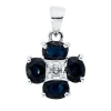 Anhänger aus 750 Weißgold 4 Saphire 1,4ct blau Brillant 0,05ct W-PI 14,7x10mm