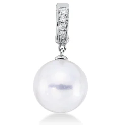 Anhänger aus 750 Weißgold Südsee-Perle 11,5mm weiß 5 Brillanten 0,08ct TW-SI