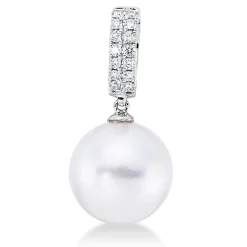 Anhänger aus 750 Weißgold Südsee-Perle 12mm weiß 14 Brillanten 0,14ct TW-SI