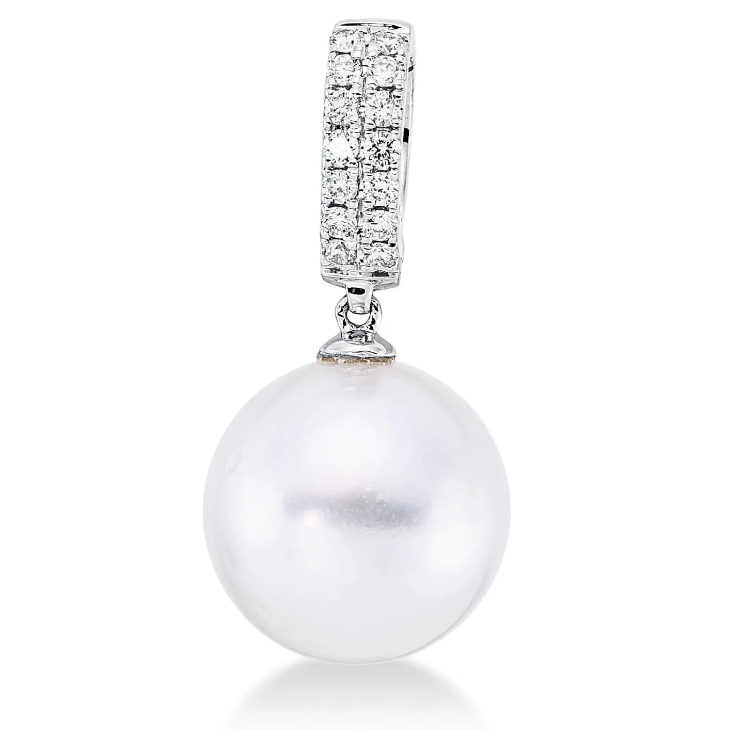Anhänger aus 750 Weißgold Südsee-Perle 12mm weiß 14 Brillanten 0,14ct TW-SI