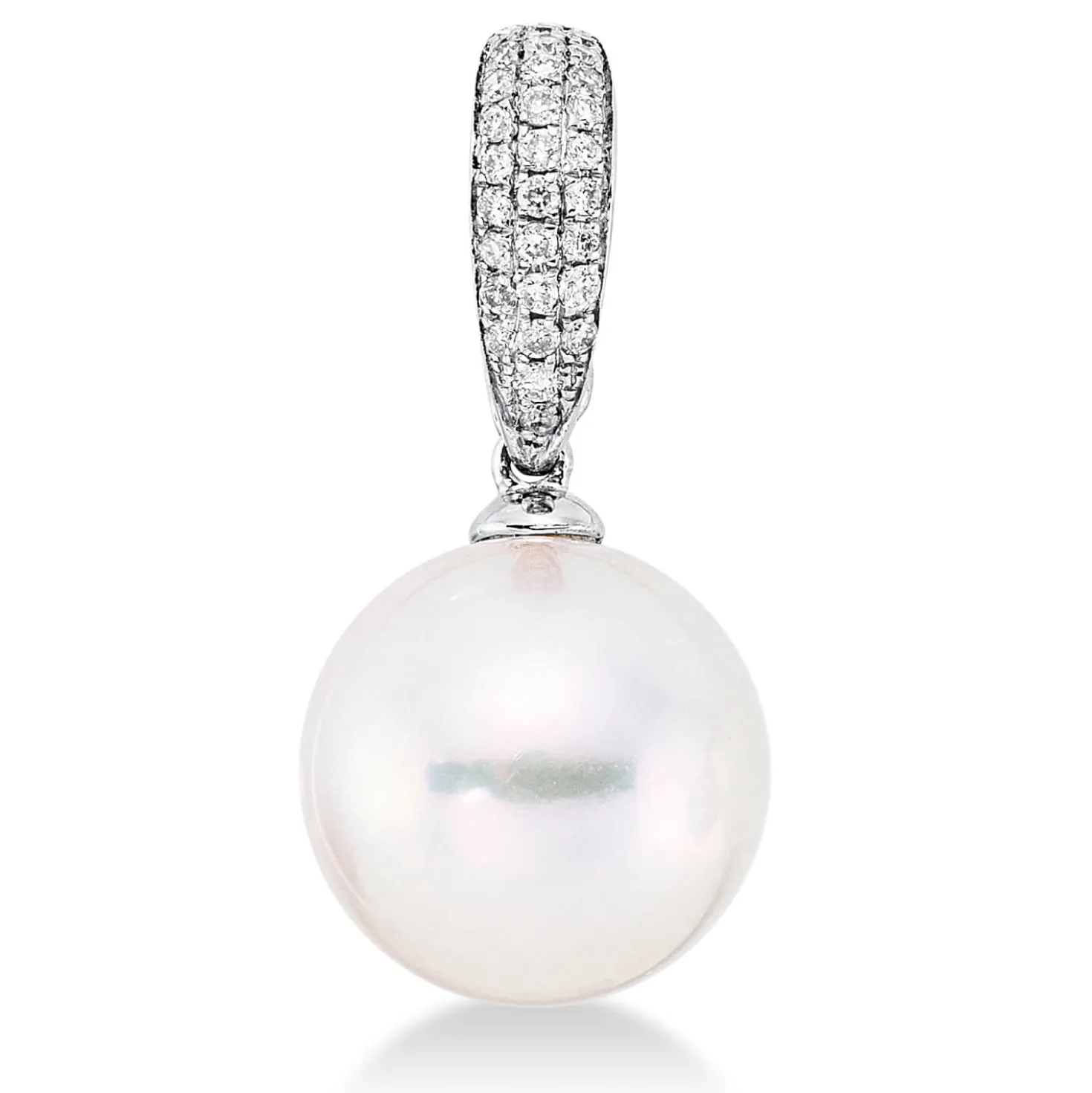 Anhänger aus 750 Weißgold Südsee-Perle 10mm weiß 29 Brillanten 0,11ct TW-SI