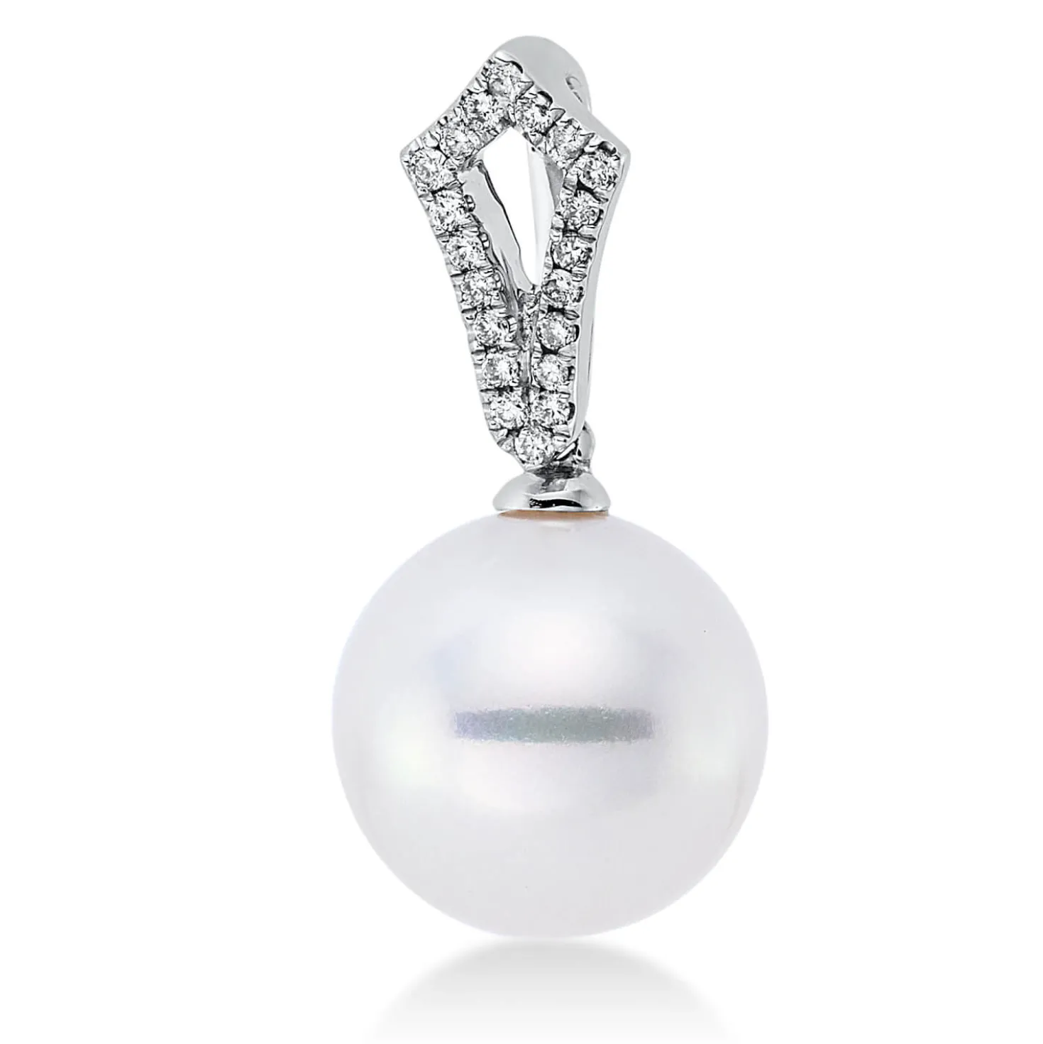 Anhänger aus 750 Weißgold Südsee-Perle 11,5mm weiß 20 Brillanten 0,1ct W-SI