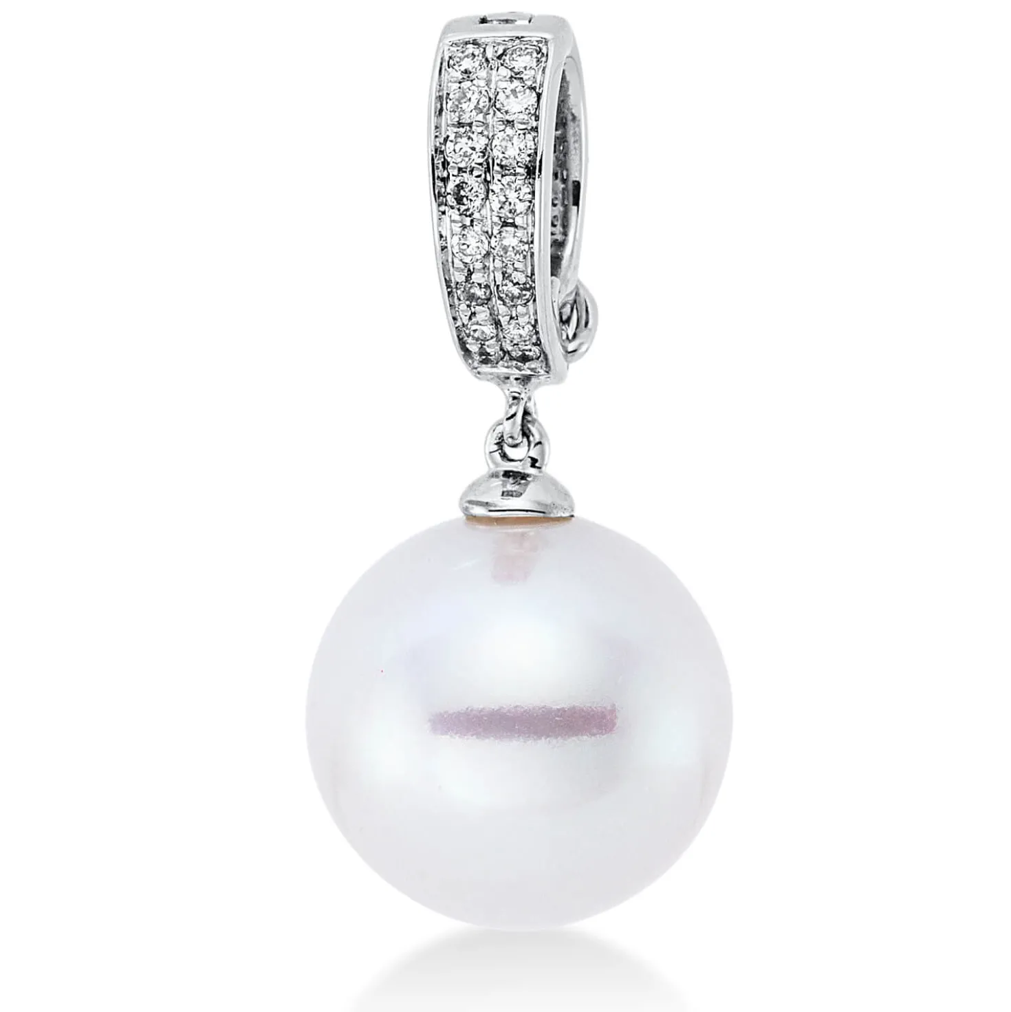 Anhänger aus 750 Weißgold Südsee-Perle 11mm weiß 16 Brillanten 0,1ct W-SI
