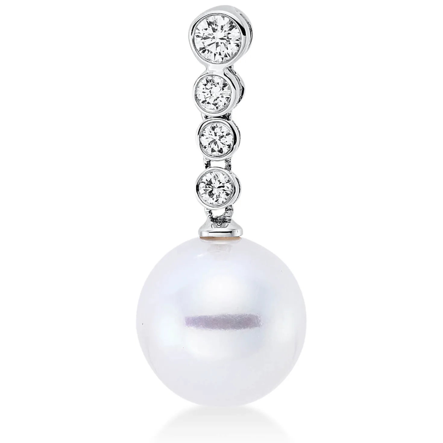 Anhänger aus 750 Weißgold Südsee-Perle 11mm weiß 4 Brillanten 0,22ct W-SI
