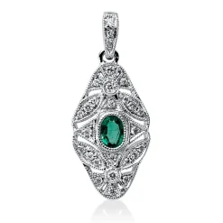Anhänger aus 750 Weißgold Smaragd 0,13ct grün 27 Brillanten 0,12ct I-SI/PI