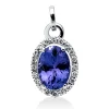 Anhänger aus 750 Weißgold Tansanit 1,11ct blau 20 Brillanten 0,1ct F-SI 15x8,1mm