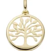 Anhänger Baum aus 585 Gold Gelbgold rund Ø 13,4mm glänzend Halsschmuck